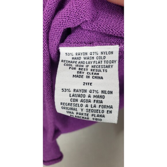 Eileen Fisher Cardigan M Button Front Purple Cropped Casual Stencil Hem Design - Picture 5 of 5